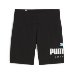 Szorty fitness PUMA ESS+ LOVE WINS Czarny. Czarne szorty sportowe damskie Puma, m, bez wzorów, z elastanu, sportowe, na fitness i siłownię. Za 110.30 zł.