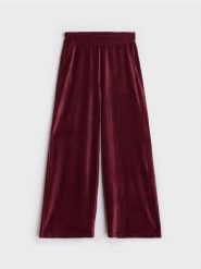 Prążkowane spodnie wide leg - czerwony. Czerwone spodnie materiałowe damskie Sinsay, l, bez wzorów, prążkowane. Za 49.99 zł.