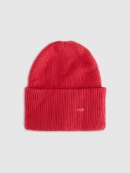 4F Czapka beanie uniseks - czerwona Uniwersalny. Czerwone czapki i kapelusze męskie 4f, na zimę, bez wzorów, z materiału, klasyczne. Za 69.99 zł.