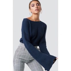 NA-KD Krótki sweter z dzianiny z długim rękawem - Blue. Swetry damskie marki NA-KD. Za 121.95 zł.