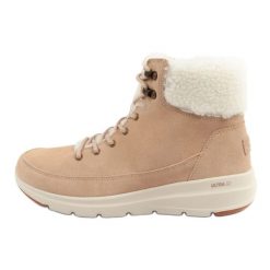 Buty Skechers Glacial Ultra-Woodlands 16677/SND beżowy. Brązowe botki damskie bez wzorów, z materiału. Za 432.01 zł.