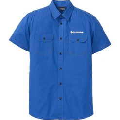 Koszula z krótkim rękawem z odblaskowymi elementami Slim Fit bonprix lazurowy niebieski. Koszule męskie marki bonprix. Za 69.99 zł.