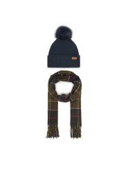 Barbour Zestaw Szalik i Czapka Dover LGS0054TN11 Granatowy. Niebieskie szaliki i chusty damskie Barbour, bez wzorów, z materiału. Za 359.99 zł.