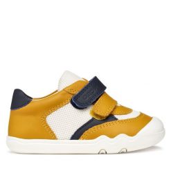 Sneakersy Geox. Brązowe trampki i tenisówki chłopięce Geox, bez wzorów, bez zapięcia. Za 229.99 zł.