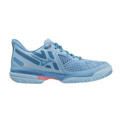 Buty do tenisa damskie Mizuno Wave Exceed Tour 5 CC dutch cana/white/tea rose. Niebieskie obuwie sportowe damskie Mizuno, bez wzorów, tenisowe, mizuno wave. Za 329.99 zł.