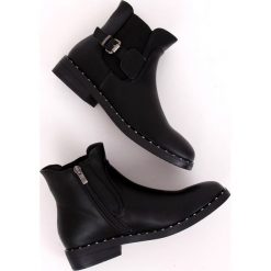Sztyblety damskie czarne HFN-2279 Black. Czarne botki damskie ButyModne, z materiału, klasyczne, bez obcasa, bez zapięcia. W wyprzedaży za 119.00 zł.