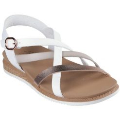 Sandały damskie Skechers Desert Kiss Low Pe. Białe klapki damskie Skechers, bez wzorów, z syntetyku, sportowe, bez obcasa. Za 390.00 zł.