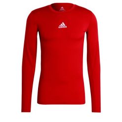 Koszulka męska adidas Compression Long Sleeve Tee. Czerwone koszulki sportowe męskie Adidas, m, bez wzorów, bez kołnierzyka, bez ramiączek, do piłki nożnej. Za 79.09 zł.