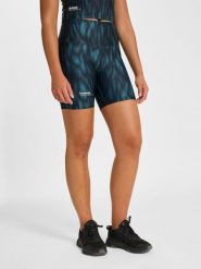Szorty damskie Hummel HIIT AOP. Zielone szorty damskie Hummel, xl, bez wzorów, z materiału, klasyczne, z standardowym stanem. Za 221.55 zł.