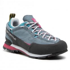 Buty zamszowe La Sportiva Boulder X Woman w kolorze łupkowym/czerwonej śliwki. Niebieskie trekkingi damskie La Sportiva, trekkingowe. Za 799.99 zł.