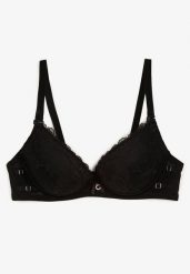 Czarny Koronkowy Biustonosz Push-Up na Regulowanych Ramiączkach Yloena. Czarne biustonosze Born2be, bez wzorów, z koronki. Za 34.99 zł.