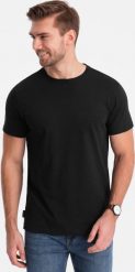Ombre Klasyczny T-shirt męski bawełniany BASIC - czarny V1 OM-TSBS-0146 S. Czarne t-shirty męskie Ombre, m, bez wzorów, z bawełny, klasyczne, bez kołnierzyka. Za 29.99 zł.