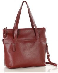 Hobo bag skórzany MARCO MAZZINI bordowy s287d. Czerwone torby na ramię damskie bez wzorów, ze skóry, bez dodatków. Za 284.05 zł.