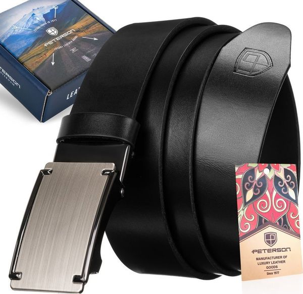 Peterson Skórzany pasek męski z elegancką automatyczną klamrą Peterson Długość paska 100. Paski damskie Peterson, bez wzorów, eleganckie. Za 103.27 zł.