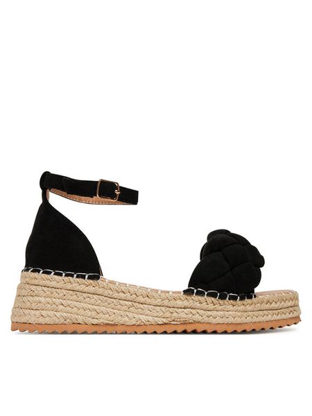 DeeZee Espadryle LE601-59 Czarny. Czarne sandały damskie DeeZee, bez wzorów, z materiału, bez obcasa, bez zapięcia. Za 139.99 zł.