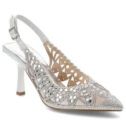 Sandały damskie S.Barski, cholewka ze skóry ekologicznej ażurowa konstrukcja z wycięciami na stabilnej szpilce, srebrne, SR61-0106. Szare klapki damskie S.BARSKI, w ażurowe wzory, ze skóry ekologicznej, bez obcasa, na obcasie, bez zapięcia. Za 209.00 zł.