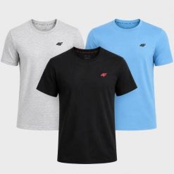 KOMPLET KOSZULEK MĘSKICH 4F ZESTAW 3PAK NA CO DZIEŃ T-SHIRT SPORTOWY. T-shirty męskie 4f, m, bez wzorów, z bawełny, sportowe, bez kołnierzyka. Za 117.00 zł.
