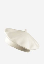Biały Klasyczny Beret z Antenką z Bawełną i Kaszmirem Emidora. Białe czapki i kapelusze damskie Renee, bez wzorów, z bawełny, eleganckie. Za 39.99 zł.