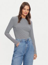 Tommy Jeans Bluzka Essential DW0DW19043 Granatowy Slim Fit. Niebieskie bluzki damskie Tommy Jeans, s, bez wzorów, z bawełny, bez kołnierzyka, bez ramiączek. Za 149.99 zł.