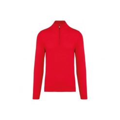 Sweter 1/4 zip Kariban. Czerwone swetry damskie KARIBAN, na zimę, bez wzorów, bez kołnierzyka, bez ramiączek, bez kaptura. Za 211.50 zł.