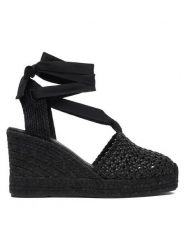 Weekend Max Mara Espadryle 2615521155670 Czarny. Czarne sandały damskie Weekend Max Mara, bez wzorów, ze skóry, bez obcasa, bez zapięcia. Za 1,519.00 zł.