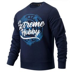 Bluza męska EXTREME HOBBY BADGE. Zielone bluzy męskie EXTREME HOBBY, l, bez wzorów, z bawełny, bez kaptura. Za 229.00 zł.