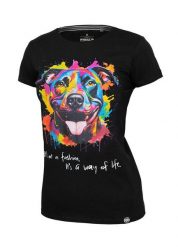 Koszulka damska Pitbull Watercolor. Czarne t-shirty damskie PITBULL, m, z aplikacjami, z bawełny, bez kołnierzyka. Za 79.00 zł.