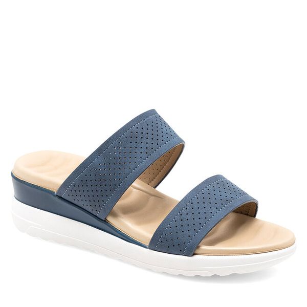 Klapki Clara Barson. Niebieskie klapki damskie Clara Barson, bez wzorów, bez obcasa. Za 89.99 zł.