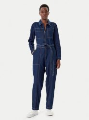 French Connection Kombinezon 7UZAC Granatowy Regular Fit. Niebieskie sukienki damskie French Connection, bez wzorów, z bawełny, bez kołnierzyka, bez ramiączek. Za 479.99 zł.