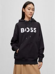 Boss Bluza 50490635 Czarny Regular Fit. Czarne bluzy damskie Boss, m, bez wzorów, z bawełny, bez kaptura. Za 619.99 zł.