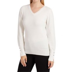 Guess Bluza Damska Biała z Cyrkoniami, Slim Fit. Białe bluzy damskie Guess, z aplikacjami, bez kaptura. Za 306.99 zł.