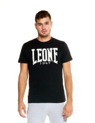 Męska koszulka z krótkim rękawem w stylu vintage. Czarne koszulki sportowe męskie LEONE 1947 APPAREL, l, bez wzorów, z bawełny, bez kołnierzyka, bez ramiączek, na fitness i siłownię. Za 42.06 zł.
