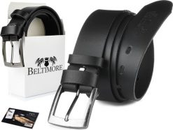 Beltimore Beltimore skórzany pasek męski czarny szeroki E07. Czarne paski damskie Beltimore, bez wzorów. Za 49.99 zł.
