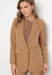 Brązowa Marynarka Jednorzędowa ze Wzorem Pasków Viviella. Brązowe żakiety damskie Born2be, l, bez wzorów, z jeansu, eleganckie. Za 99.99 zł.
