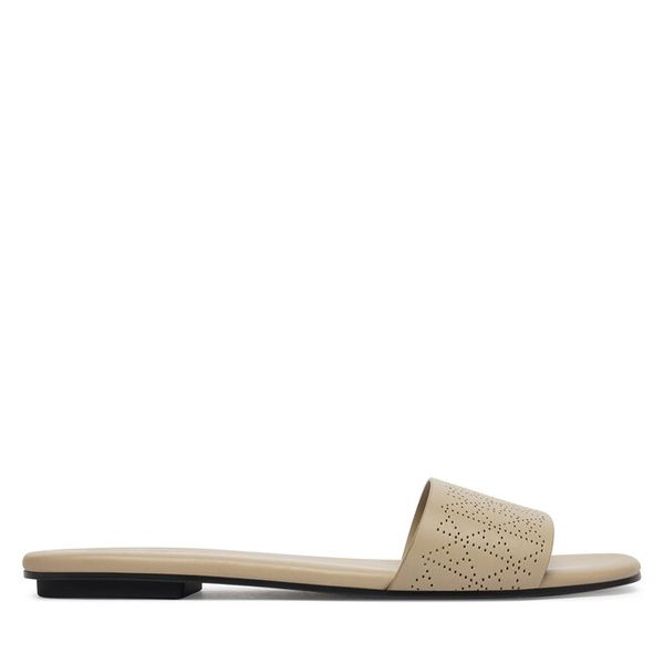 Klapki Calvin Klein. Brązowe klapki damskie Calvin Klein, bez wzorów, bez obcasa. Za 237.99 zł.