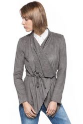DAMSKI ŻAKIET TOM TAILOR MODERN FAKE SUEDE JACKET. Szare żakiety damskie Tom Tailor, l, bez wzorów, z zamszu, wizytowe. W wyprzedaży za 69.99 zł.