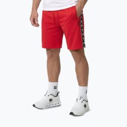 Spodenki męskie Pitbull Track Powers. Czerwone krótkie spodenki sportowe męskie PITBULL, m, z aplikacjami, z elastanu, do biegania. Za 179.99 zł.