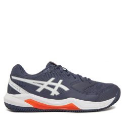 Buty do tenisa Asics. Niebieskie buty sportowe męskie Asics, bez zapięcia, tenisowe. Za 279.99 zł.