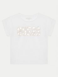 Guess T-Shirt J5GI09 K6YW4 Biały Regular Fit. Białe t-shirty i topy dla dziewczynek Guess, z aplikacjami, z bawełny, bez ramiączek. Za 59.99 zł.