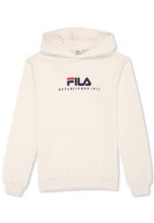 Bluza z kapturem męska do biegania Fila Valsera regular logo kremowa. Białe bluzy męskie Fila, l, bez wzorów, z bawełny, z kapturem, do biegania. Za 209.00 zł.