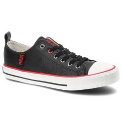 Czarne Trampki Big Star Modne Buty Damskie Półbuty. Czarne obuwie sportowe damskie Big Star, bez wzorów, z gumy. Za 109.00 zł.