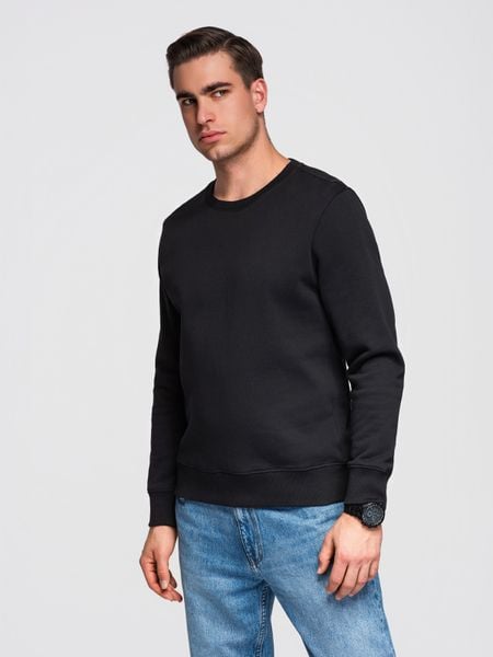 Bluza męska dresowa BASIC z okrągłym dekoltem OM-SSBN-0271 - - Rozmiar: XL. Niebieskie bluzy męskie Ombre Clothing, m, z aplikacjami, z bawełny, bez kaptura. Za 189.99 zł.