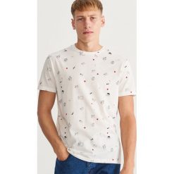 T-shirt z nadrukiem - Kremowy. Białe t-shirty męskie Reserved, z nadrukiem. Za 39.99 zł.