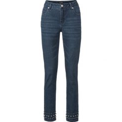 Dżinsy z perełkami bonprix ciemny denim. Jeansy damskie marki bonprix. Za 69.99 zł.