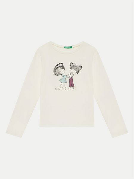 United Colors Of Benetton Bluzka 3ATNG10GA Écru Regular Fit. Bluzki dla dziewczynek United Colors Of Benetton, bez wzorów, z bawełny, bez ramiączek. Za 39.99 zł.