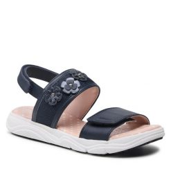Sandały Geox. Niebieskie sandały dziewczęce Geox, bez zapięcia. Za 379.99 zł.