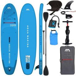 Deska SUP Fusion Blue 10'10" + zestaw kajakowy + pompka elektr + torba 10L. Niebieskie torby i plecaki dziecięce Aqua Marina. Za 1,889.00 zł.