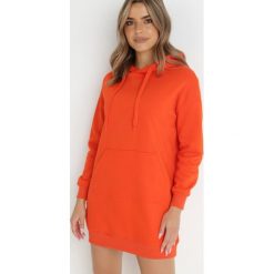 Pomarańczowa Bluza Długa z Kapturem Nilalra. Brązowe bluzy damskie Born2be, l, bez wzorów, z bawełny, z kapturem. Za 99.99 zł.