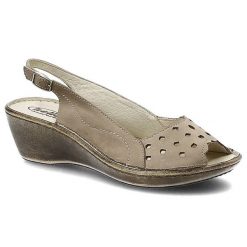 Beżowe Sandały Helios Wygodne Buty Damskie Na Koturnie. Brązowe klapki damskie Helios, bez wzorów, z nubiku, bez obcasa, na koturnie, bez zapięcia. Za 129.00 zł.