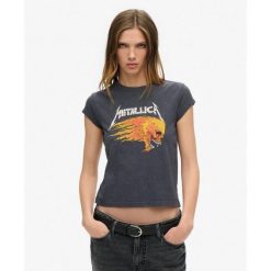 Koszulka Metallica Cap z krótkim rękawem od SUPERDRY. Czarne koszulki sportowe damskie Superdry., bez wzorów, bez kołnierzyka, bez ramiączek. W wyprzedaży za 156.45 zł.